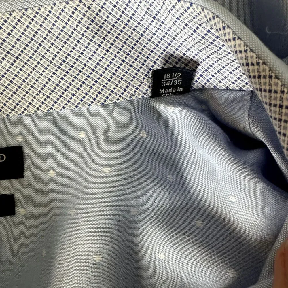 TailorByrd Non Iron Trim Fit Mens Dress Shirt Button Down Blue 16.5 34 35